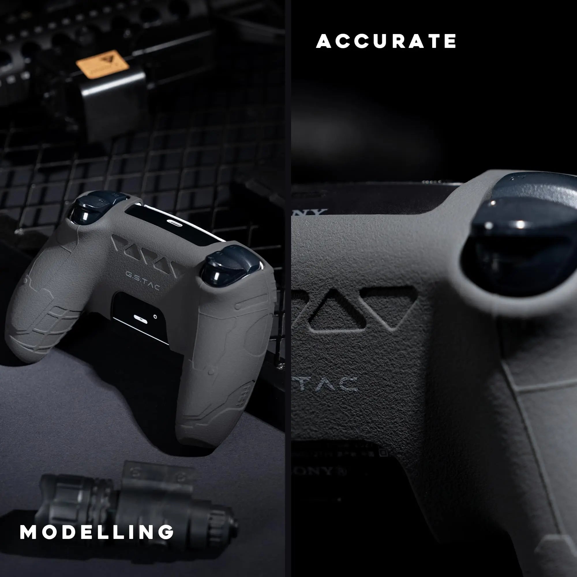 GeekShare Black Controller Skin Set for PS5 Wireless Controller with 2 Thumb Grip Caps and 2 Stickers,PS5 Protective Cover