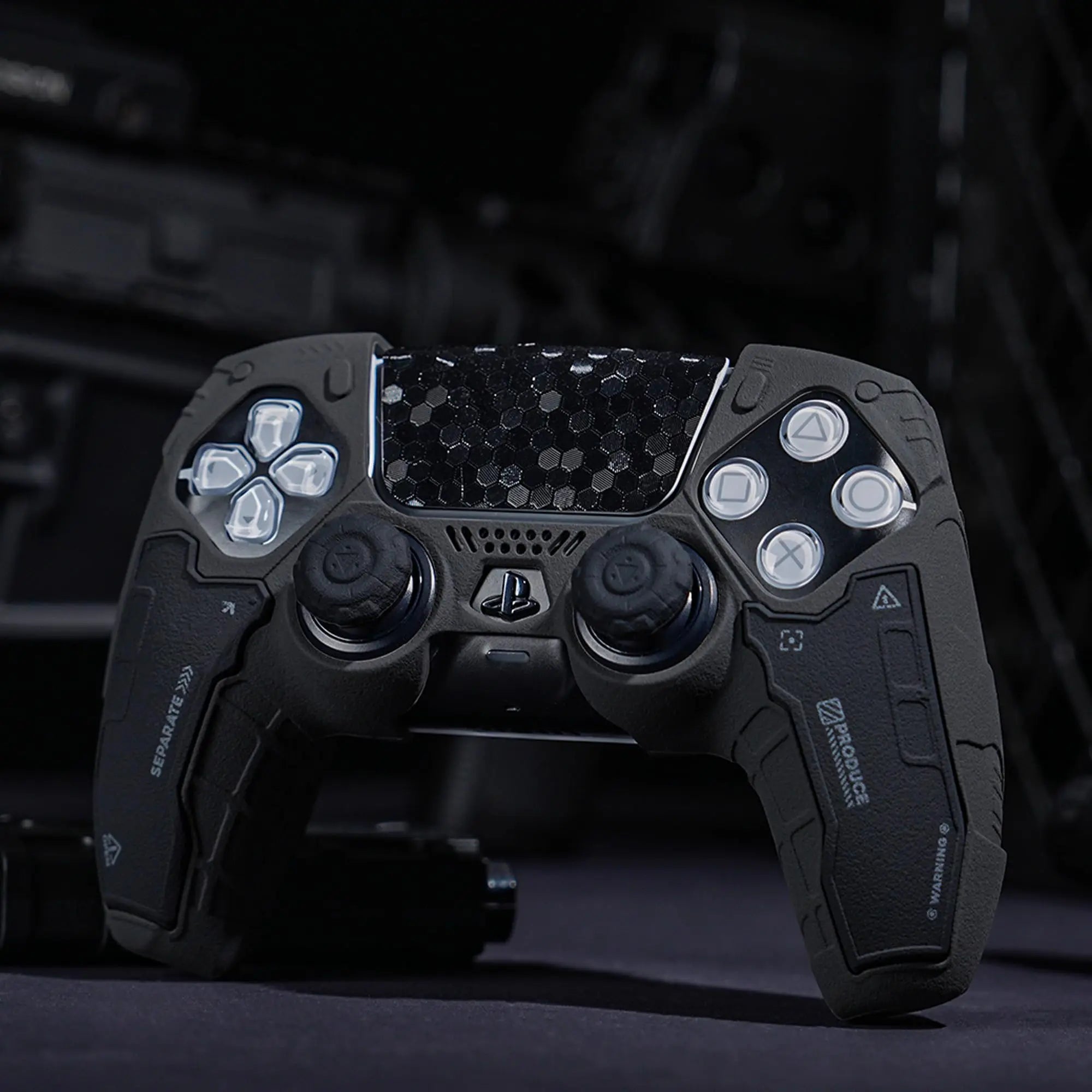 GeekShare Black Controller Skin Set for PS5 Wireless Controller with 2 Thumb Grip Caps and 2 Stickers,PS5 Protective Cover