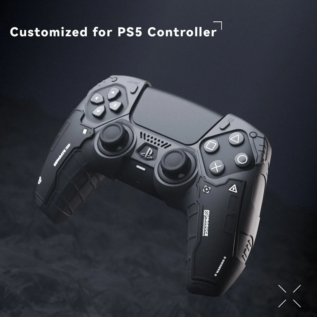 GeekShare Black Controller Skin Set for PS5 Wireless Controller with 2 Thumb Grip Caps and 2 Stickers,PS5 Protective Cover