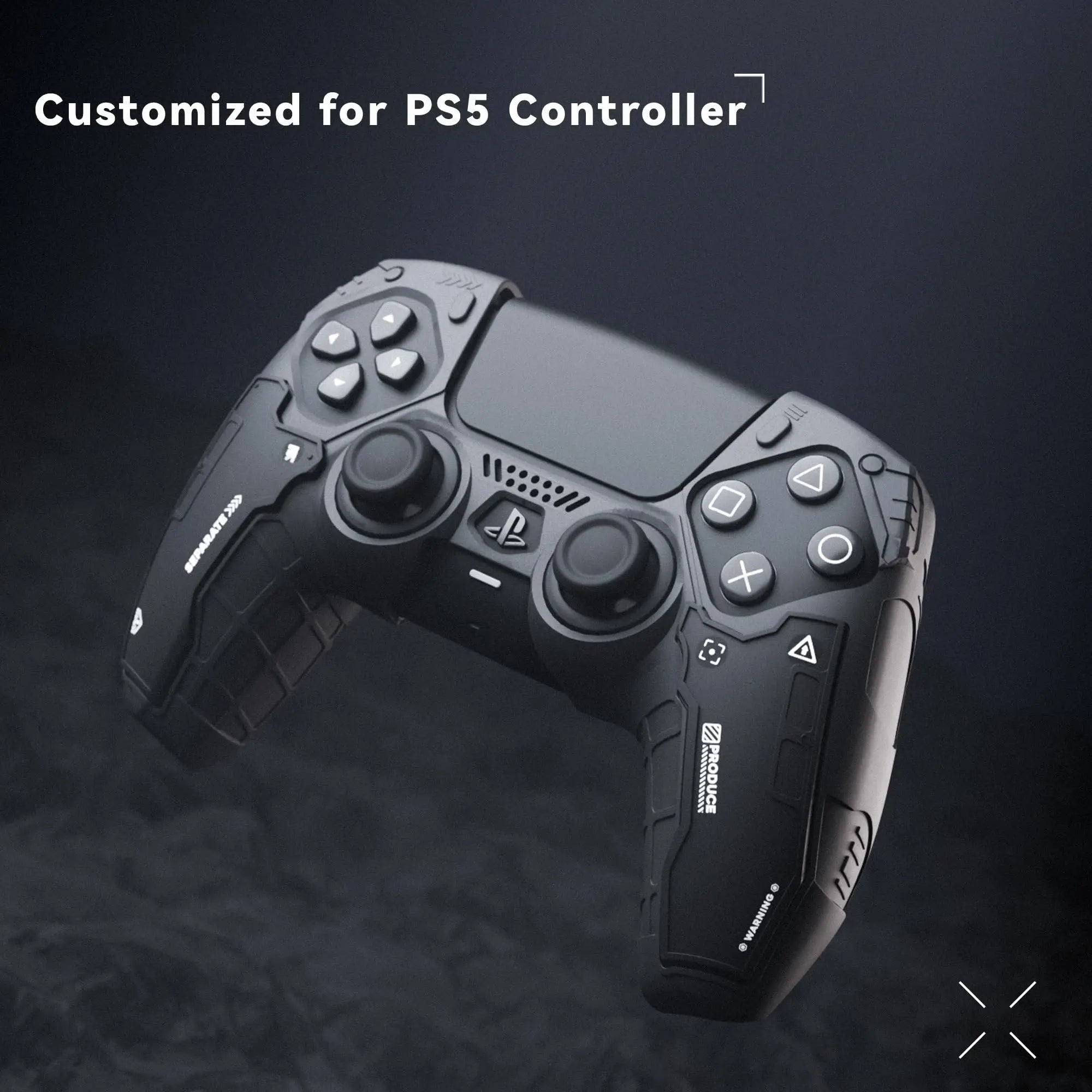 GeekShare Black Controller Skin Set for PS5 Wireless Controller with 2 Thumb Grip Caps and 2 Stickers,PS5 Protective Cover