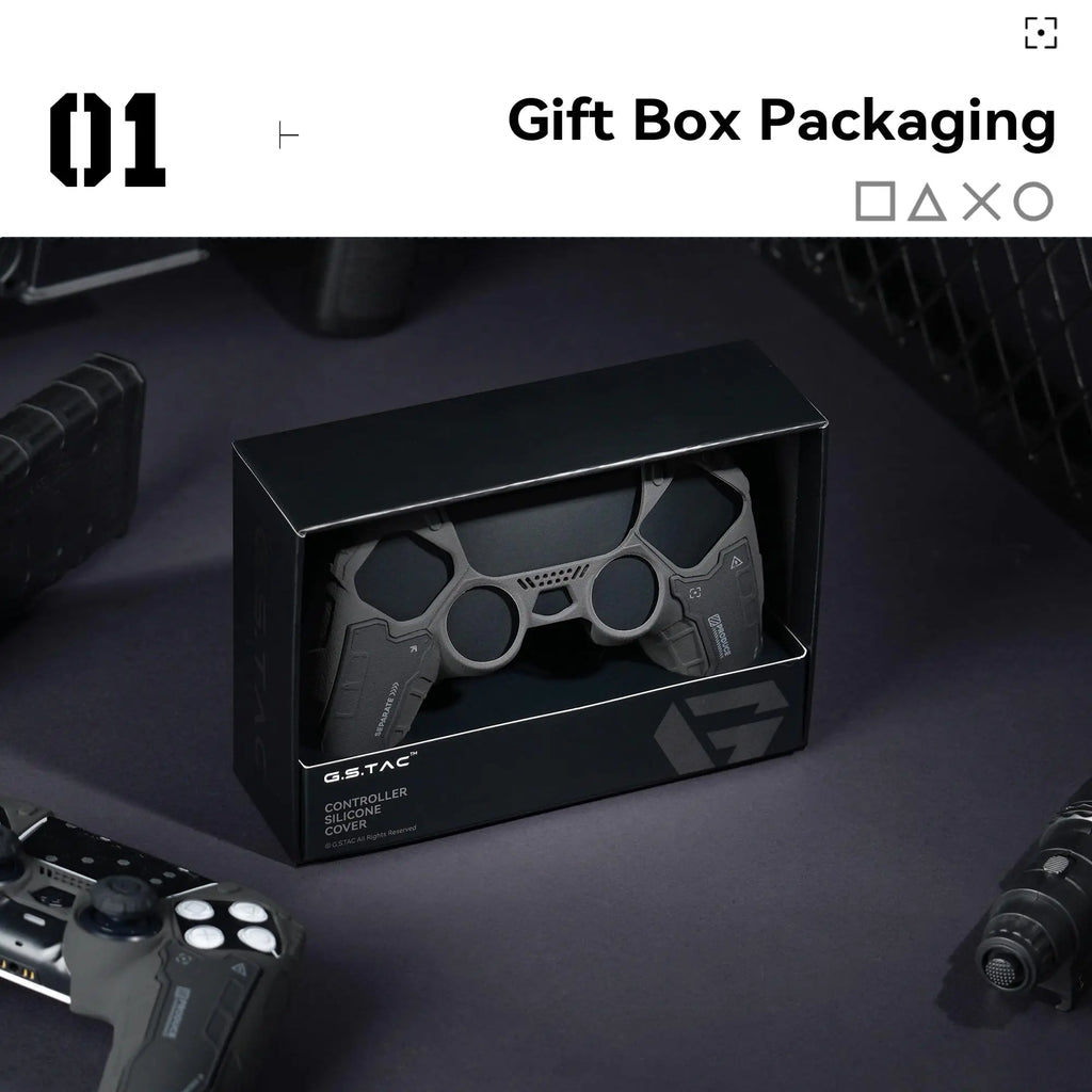 GeekShare Black Controller Skin Set for PS5 Wireless Controller with 2 Thumb Grip Caps and 2 Stickers,PS5 Protective Cover