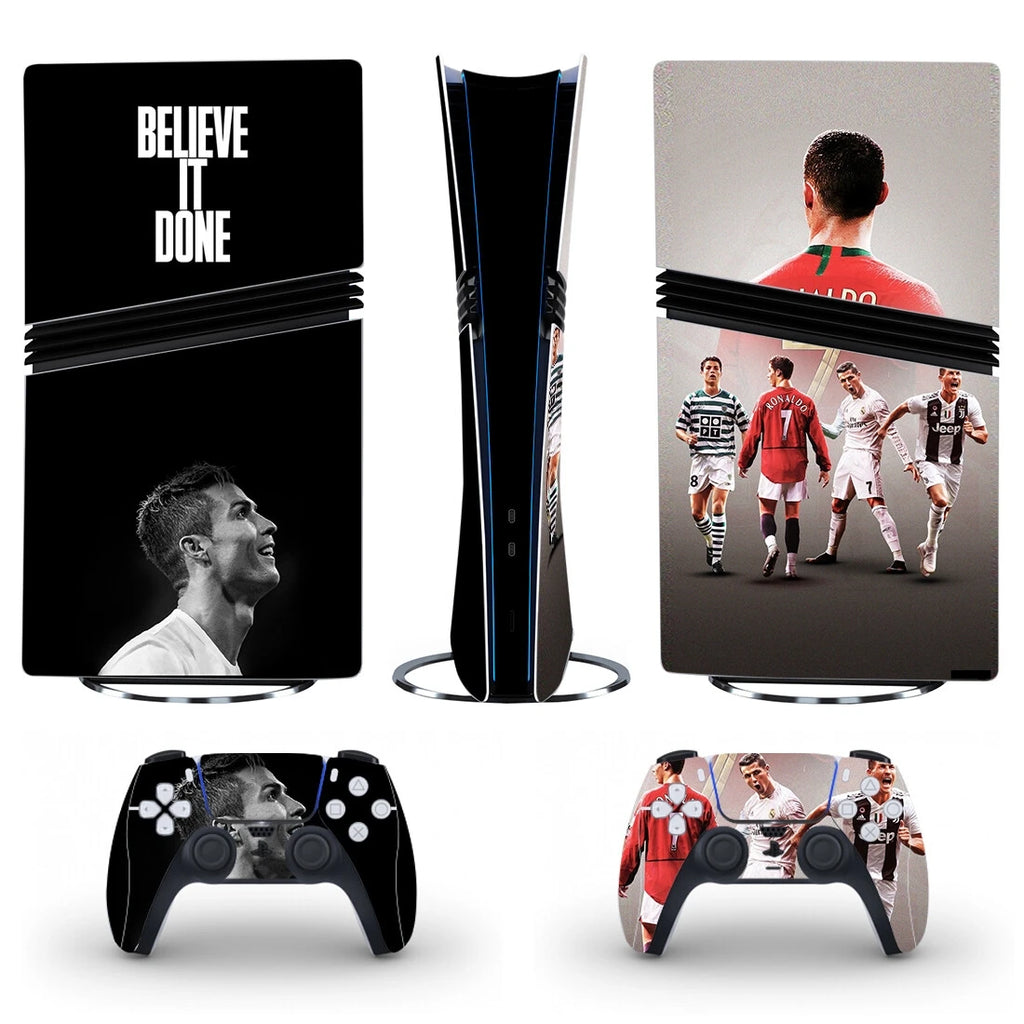 New Football Star PS5 Pro Disc Digital Skin Sticker Decal for Console and 2 Controllers PS5 Pro Skin Vinyl