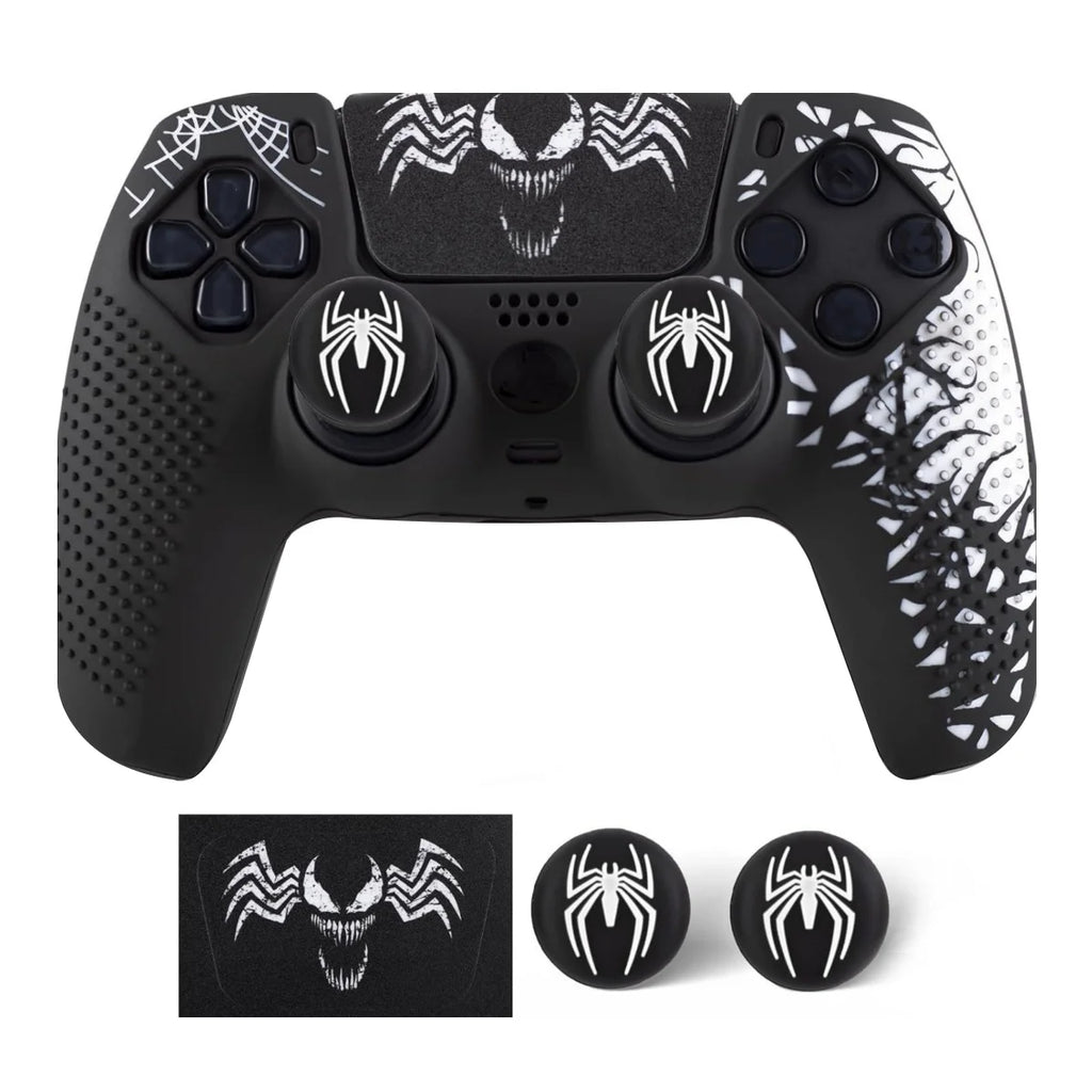 Anti-Slip Controller Skin Shell for PS5 Controller Silicone Cover Case with Rubber Thumb Grip Gaps and Touch Pad Sticker For PS5