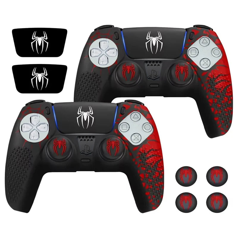 Anti-Slip Controller Skin Shell for PS5 Controller Silicone Cover Case with Rubber Thumb Grip Gaps and Touch Pad Sticker For PS5
