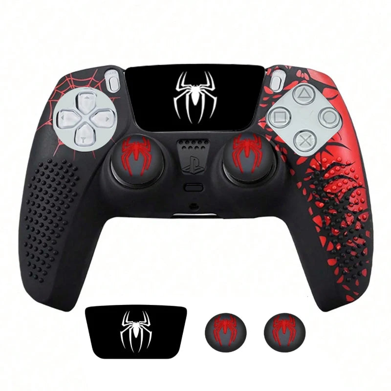 Anti-Slip Controller Skin Shell for PS5 Controller Silicone Cover Case with Rubber Thumb Grip Gaps and Touch Pad Sticker For PS5
